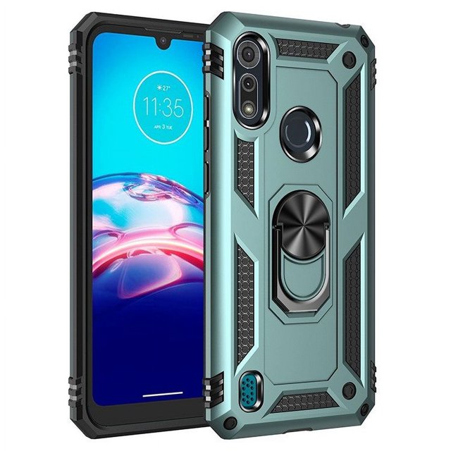 Para Motorola E6S funda para teléfono, anillo giratorio 360, funda protectora de armadura resistente a los golpes, soporte para teléfono, soporte para coche
