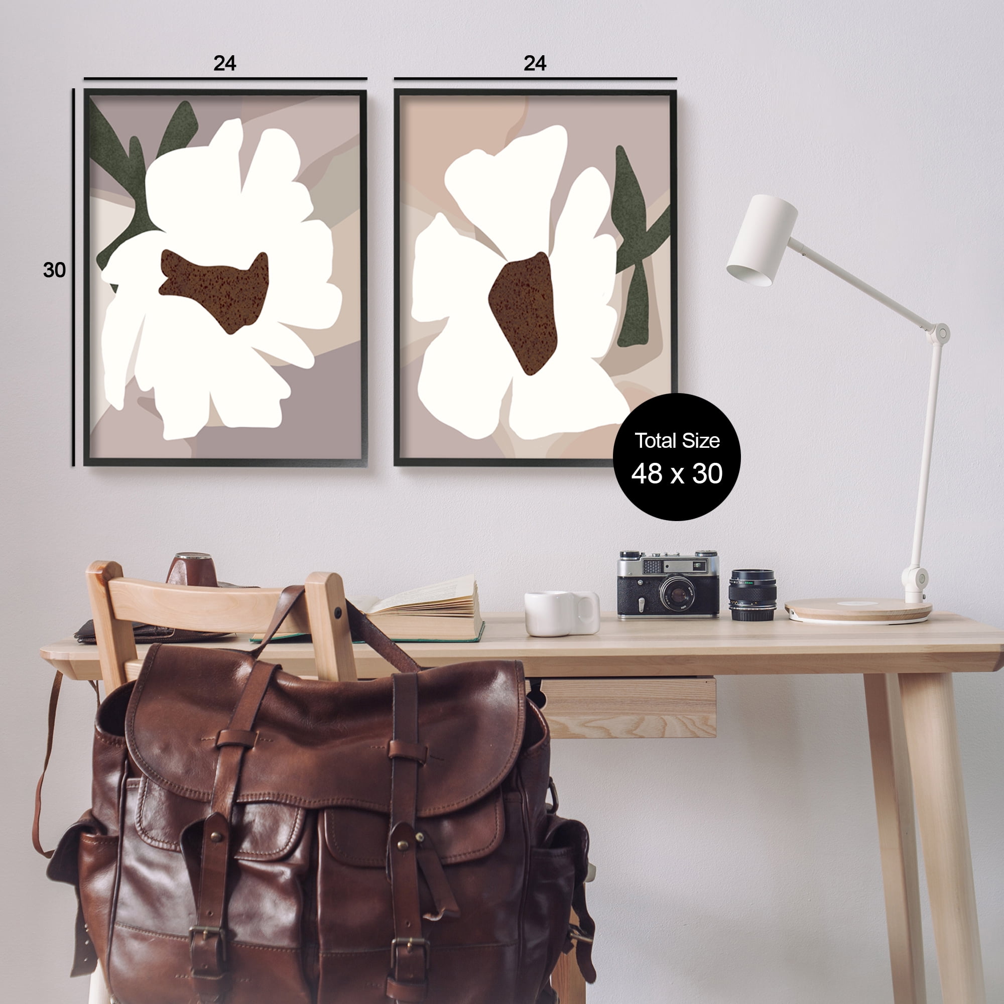 Stupell Industries Abstract White Daisies Botanical & Floral Painting Black Framed Art Print Wall Art, 24 x 30