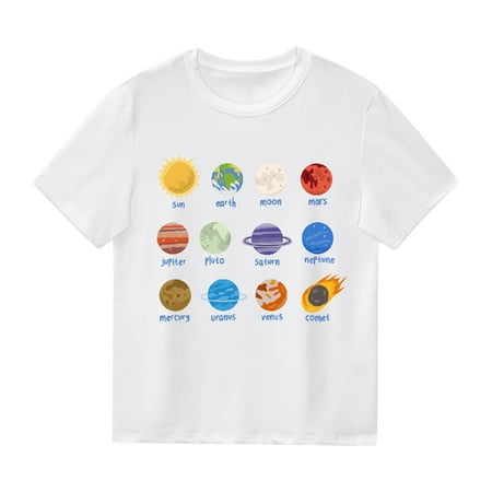

Toddler Kids Summer Planet Printed Boys Girls Casual Crew Neck Short Sleeved T Shirt Tops Boys Winter Long Sleeve Shirts Cool Top Boy Youth Tops All Boys Shirts Boys Gamer Long Sleeve Fall Shirts Boys