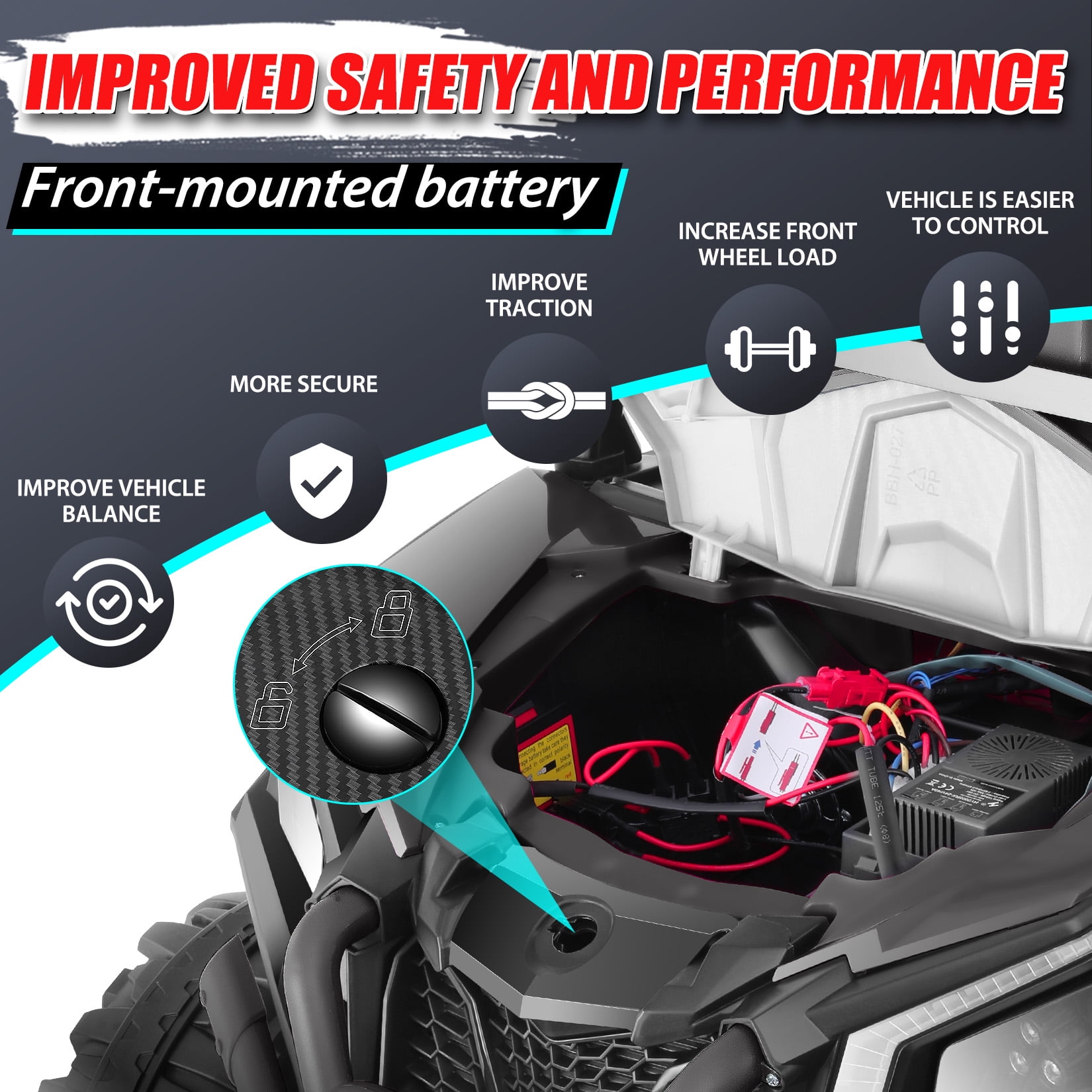 Funcid 24 Volt 2-Seater Ride on Toys, Ride on Cars with Remote Control, Metal Frame, 2 XL Electric Car for Kids, Power Car Wheels, UTV w/ Bluetooth, Music, 3 Speeds, Spring Suspension, Black