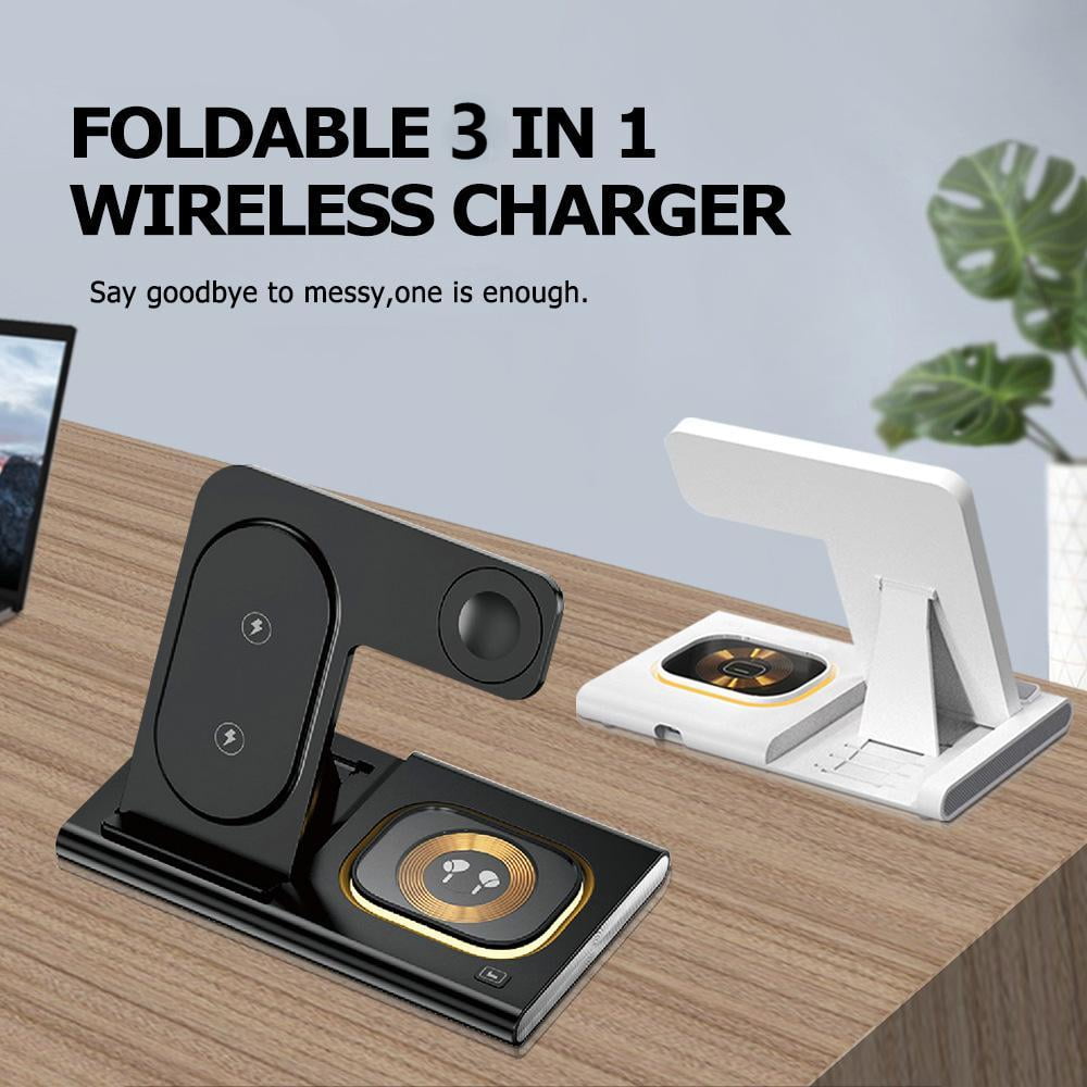 Wireless Charger iPhone Charging Station: 3 in 1 Charger Stand Multiple Devices for Apple with Ambient light