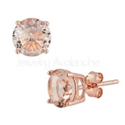 Solitaire Champagne CZ Stud Earrings - Unisex Rose Gold Plated .925 Sterling Silver Stud Earrings 3MM