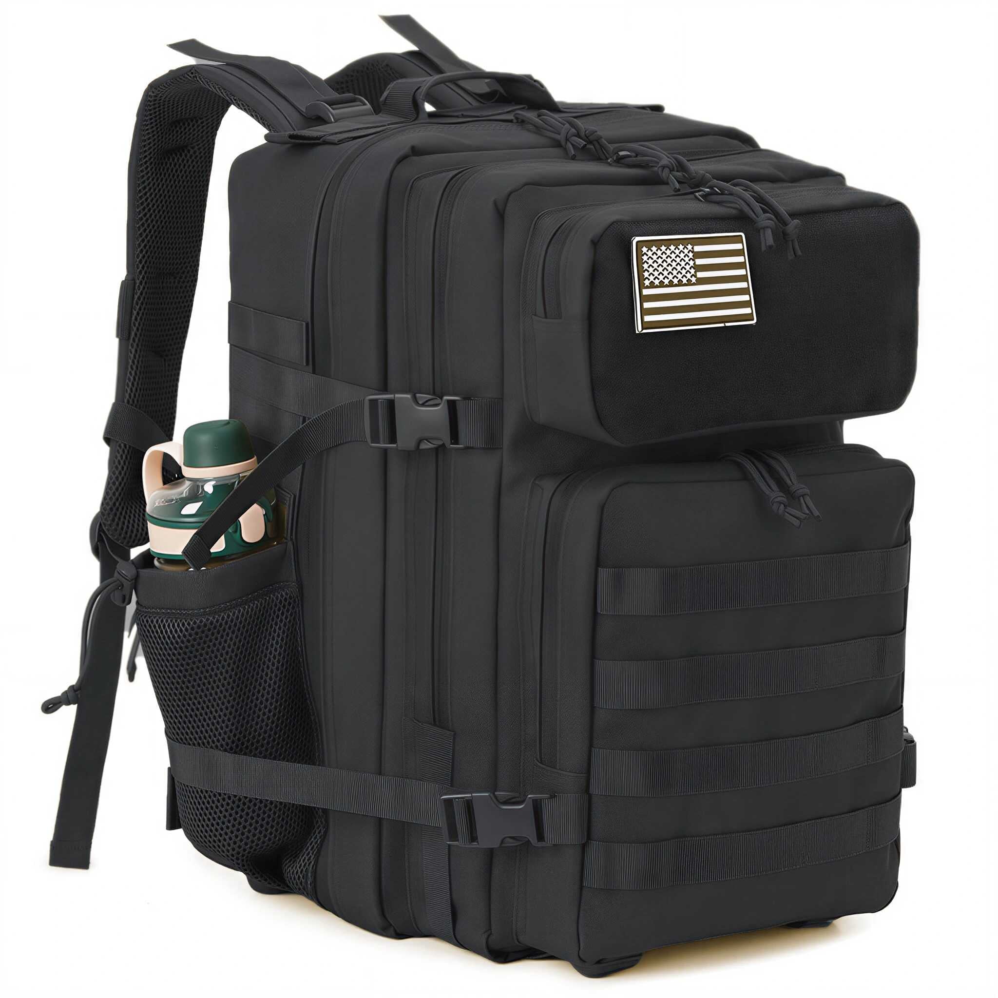 QT&QY 45L Outdoor Hiking Backpack for Men Molle Daypack 3 Day Gym Travel Rucksack with Bottle Holder