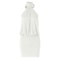 thumbnail image 5 of Fiaer Women's Halter Backless Mini Dress 20s Bodycon Club Night Cocktail Dresses White XS, 5 of 7