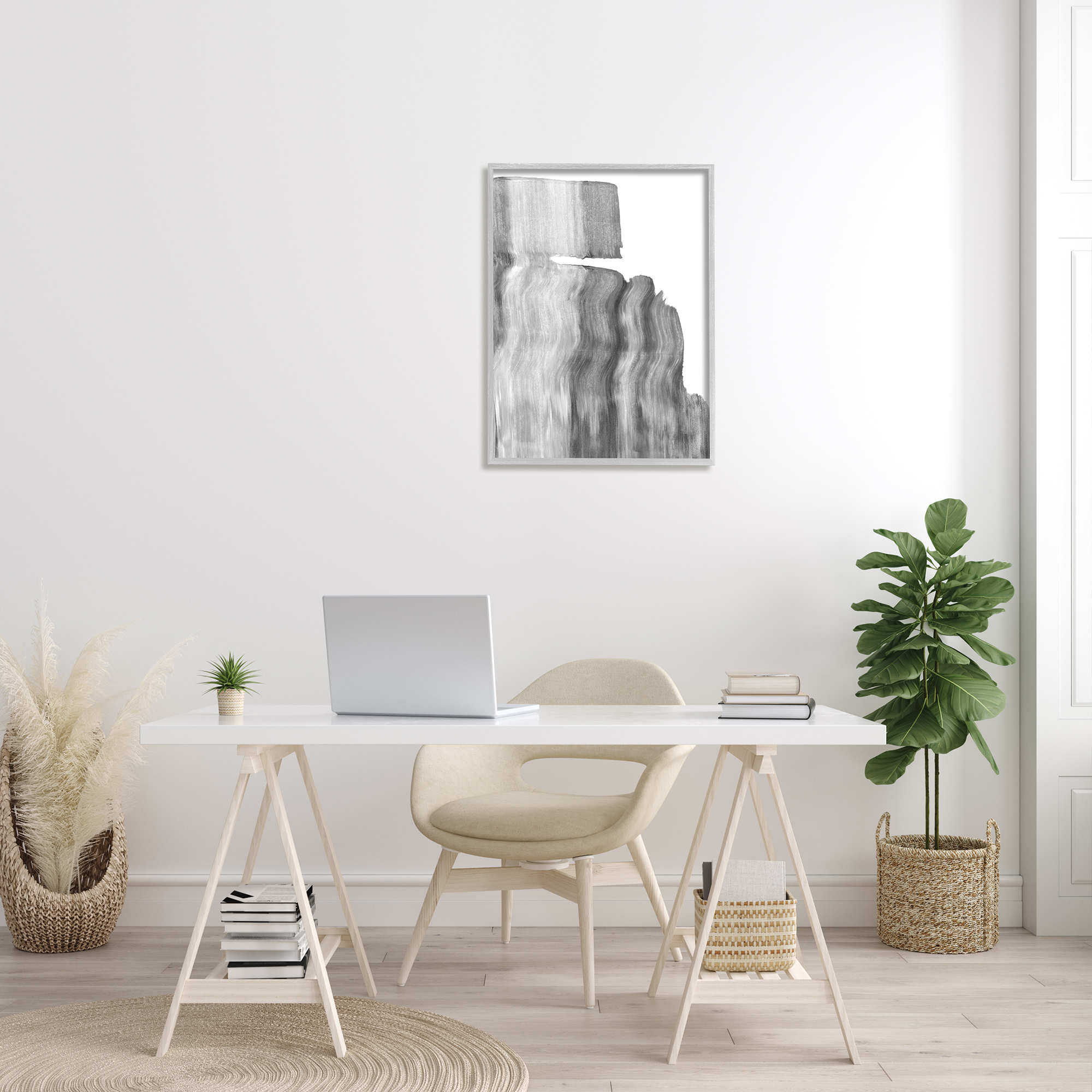 Stupell Industries Static Grey Abstraction Ombre Tone Over White, 24 x 30, Designed by Emma Caroline