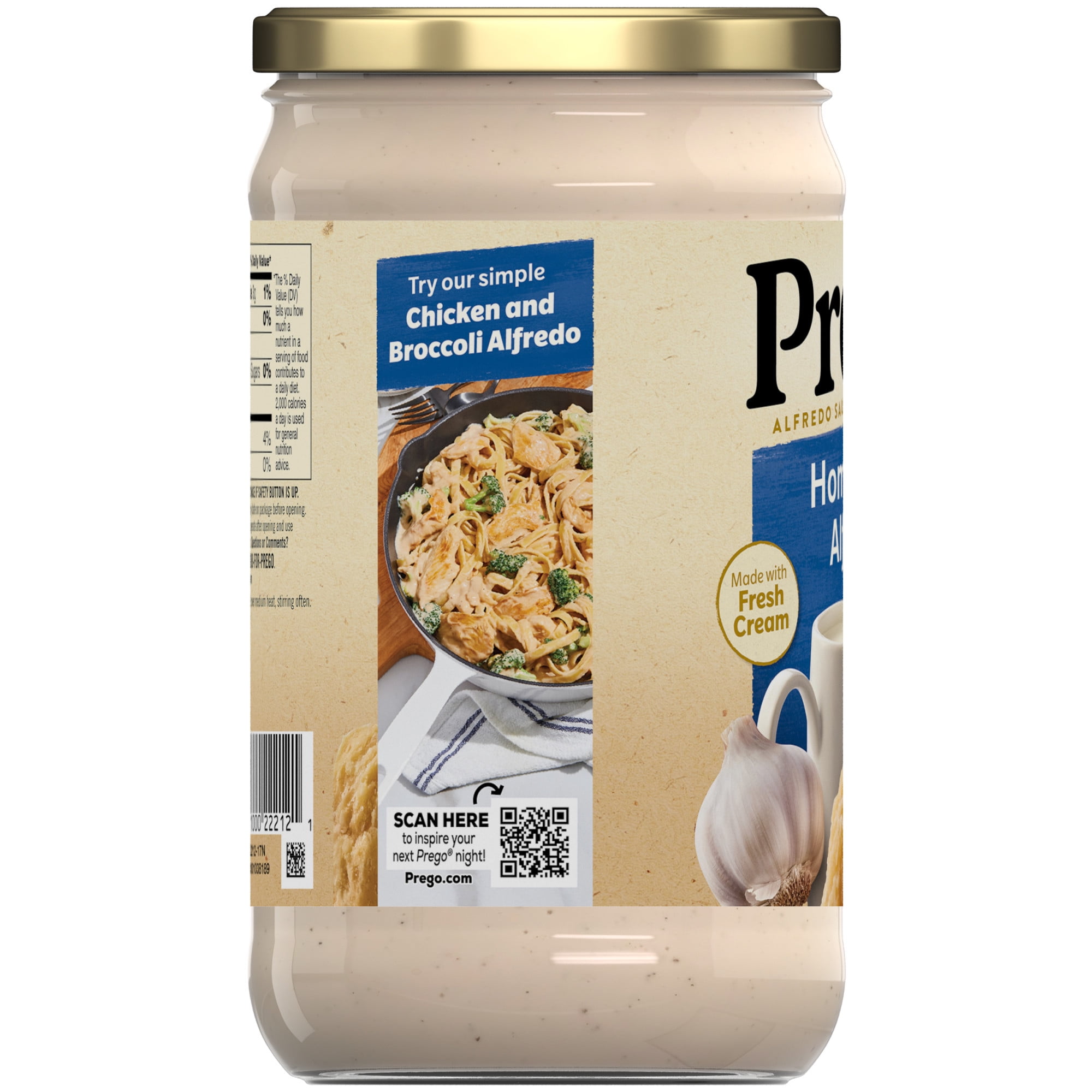 (3 pack) Prego Homestyle Alfredo Pasta Sauce, 22 oz Jar