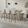 thumbnail image 4 of VECELO Set of 4 Counter Height Swivel Bar Stools with Back and Armrest, Modern Velvet Upholstered Bar Chairs for Kitchen Island, Steel Stool Frame, Beige, 4 of 11