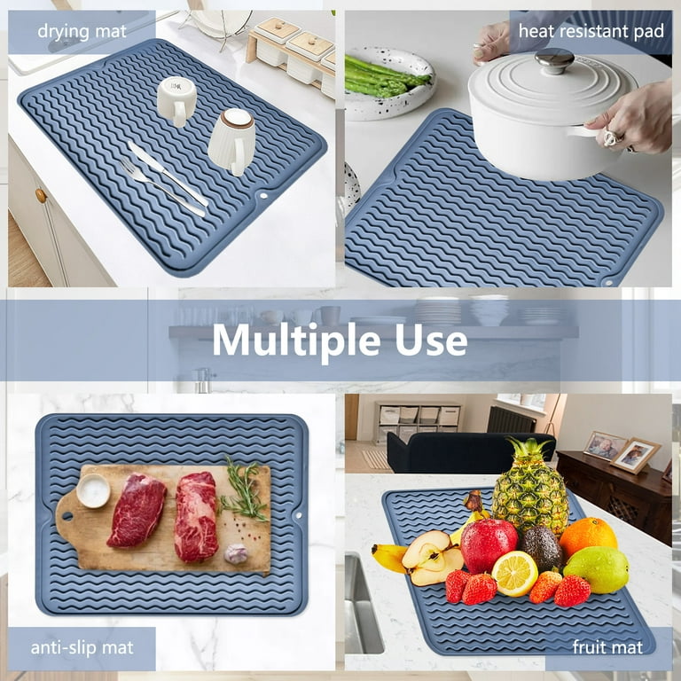 Silicone Dish Drying Mat - Drain Hole, Non-Slip, Heat Resistant