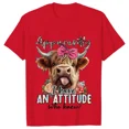 thumbnail image 5 of Camisetas con estampado de vaca de las tierras altas para mujer, camisetas femeninas con diseño de actitud, camiseta de manga corta con cuello redondo, ropa divertida de dibujos animados para mujer, 5 of 5