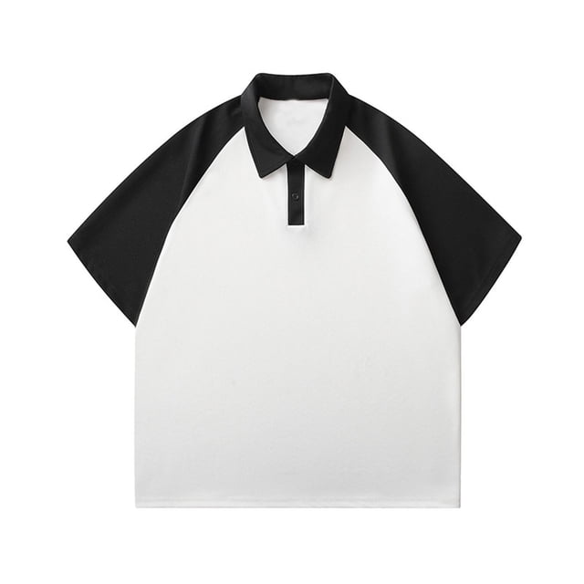 ylioge Basic Golf Tees for Men Casual Short Sleeve Button Collared T-Shirts Mens Pullover Slim Color-Block Comfort Raglan Workout Sports Tops