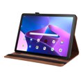 thumbnail image 2 of SaniMore for Lenovo Tab M10 Plus 3rd Gen 10.6 inch 2022 TB-125F/128F Wallet Case Card Slots Hand Rope Anti-slip Strip Pen Holder Auto Wake/Sleep Stand Embossed Butterfly for Girls Women, Brown, 2 of 5