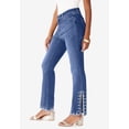 thumbnail image 3 of Roaman's Women's Plus Size Invisible Stretch Rhinestone-Detail Split Flare-Leg Jean, 3 of 5