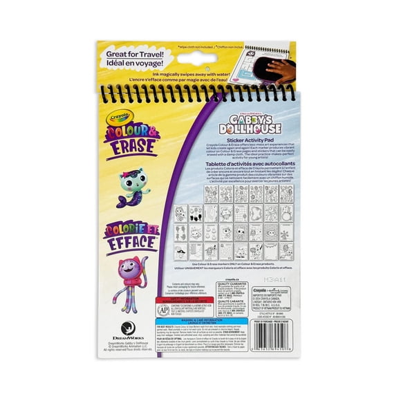 Crayola Colour & Erase Reusable Sticker Activity Pad, Gabby's Dollhouse
