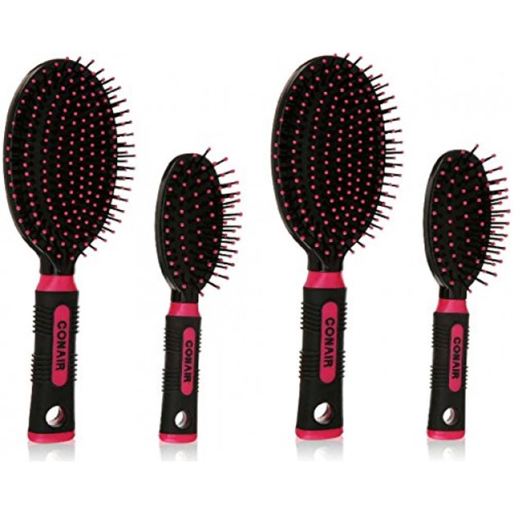 Conair Professional Full and Mid Size Nylon Cushion Brush Set, Colors