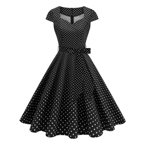 Cavosen Plus Size Cocktail Dress V Neck Puff Sleeve Midi Evening Gowns Ball Dress Elegant Vintage Wedding Guest Cocktail Party Dress