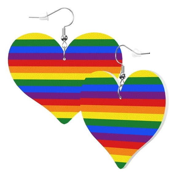 Heart Earrings Gay Pride Flag Rainbow Dangling Heart Drop Earrings For Women Love Dangle Earrings Gift