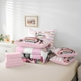 thumbnail image 5 of Erosebridal Girls Bags Perfume Bed in a Bag Twin Size,Chic Books Floral Bed Set,Pink Geometry Lines Bedding Twin Size,Microfiber Bedroom Decorative Reversible,7 Pieces, 5 of 7