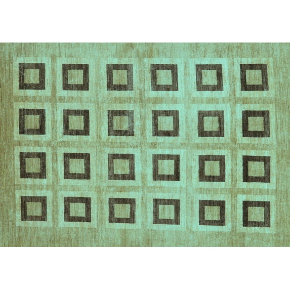 Ahgly Company Indoor Rectangle Abstract Light Blue Modern Area Rugs, 7' x 9'