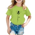 thumbnail image 1 of PMVFHDE Hauts à Manches Courtes pour Filles Mode Décontractée Imprimé Col Rond T-Shirt Ample Manches Courtes Vert Clair, 10-11 Ans, 1 of 4