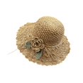 thumbnail image 1 of BEATIZ Elegant Crochet Straw Hat with Ruffle Detail Womens Summer Beac Cap Foldable`, 1 of 6