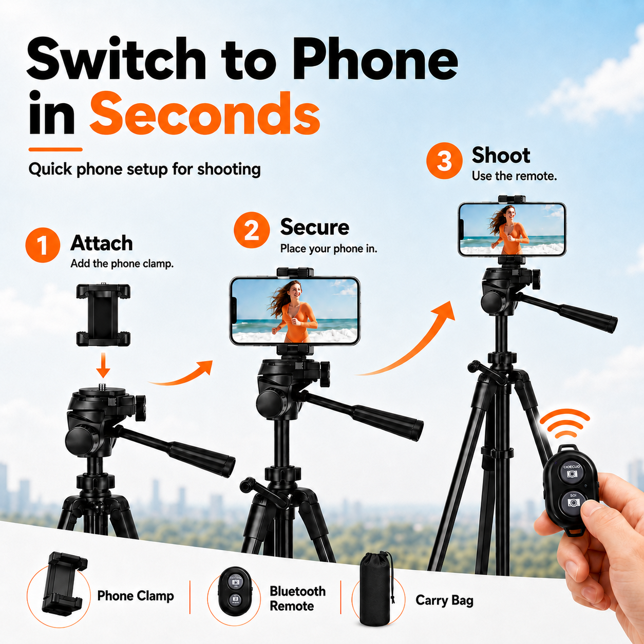 ETEPEHI 67" Camera Tripod with Phone Mount photo 6