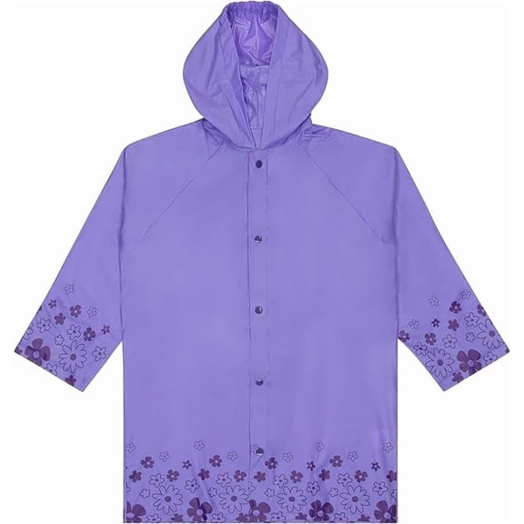 Puddle Play Kids Waterproof Rain Slicker Jacket with Hood – PVC Raincoat, Snap Closure, Lightweight – Purple – Size 2–3 Years