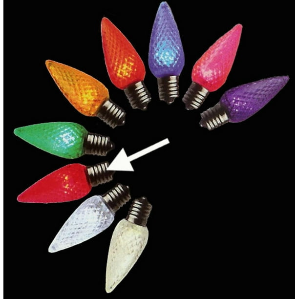 Pack of 25 LED C9 Red Twinkle Replacement Christmas Light Bulbs