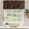 thumbnail image 2 of 2 Pack Rustic Wood Valances for Windows Bedroom Living Room Window Treatments, Brown Wooden Planks Farmhouse Vintage Rod Pocket Valance Drapes Short Kitchen Curtains Over Sink 42"x12", 2 of 8