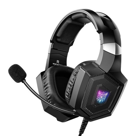 ONIKUMA Wired Gaming Headset for PS4, PS5, Xbox, PC– 7.1 Surround Sound, RGB Lights, Noise-Canceling Microphone, 3.5mm Over-Ear Headphones(Black)