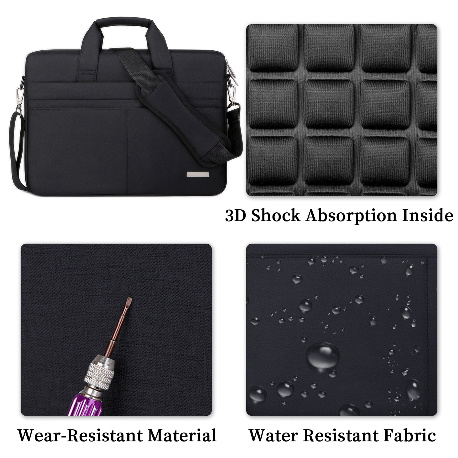 Ogetok 17.3 inch Laptop Sleeve Case Compatible Most of Notebook Computer, Briefcase with Hidden Handle Multiple Pocket Carrying Bag, Black
