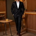 thumbnail image 2 of IWRICH Men's Sequin Suits Slim Fit One Button Tuxedo Suit Jacket Dress Pants Sparkle Blazer 2 Piece Sets for Party Wedding Prom Black S, 2 of 8