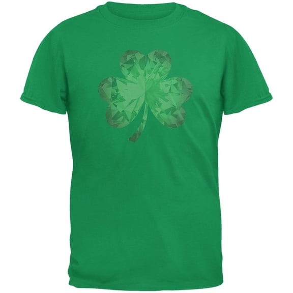 St. Patricks Day - Jeweled Shamrock Irish Green Adult T-Shirt - Large