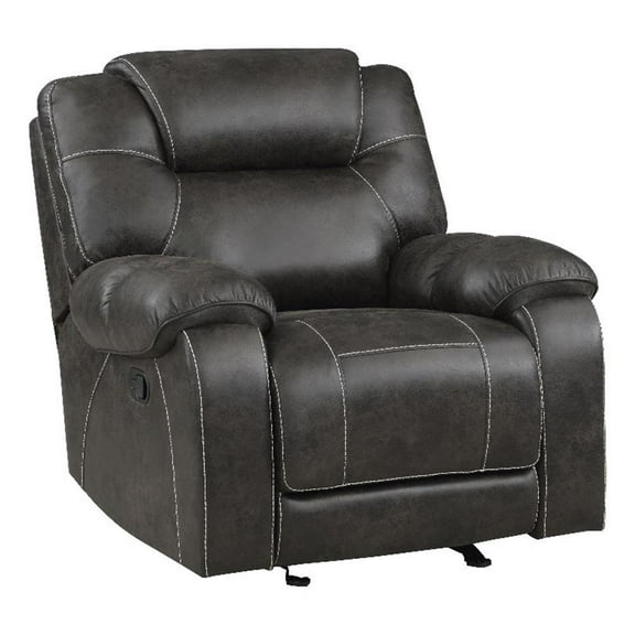 Pemberly Row Microfiber Glider Manual Reclining Chair in Chocolate