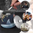 thumbnail image 6 of Whales Floral Roses Ashtray with Lid Cigarette Ashtray Stainless Steel Ash Tray Ash Holder for Home Outdoor, 6 of 7