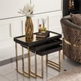 thumbnail image 2 of Michael Amini Lisbon Nesting Tables - Set of 3 - Silken Matte Black, 2 of 15