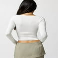 thumbnail image 4 of Women‘s Bodycon Square Neck Long Sleeve Shirts Slim Fit Tops Basic Blouse Tee Tops, 4 of 6