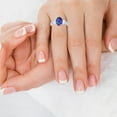 thumbnail image 2 of GemsNY September Birthstone - Three Stone Oval Blue Sapphire Ring with Prong and Channel Set Round Side Diamonds For Women (Grade - AAA | 2.15cttw), 2 of 4