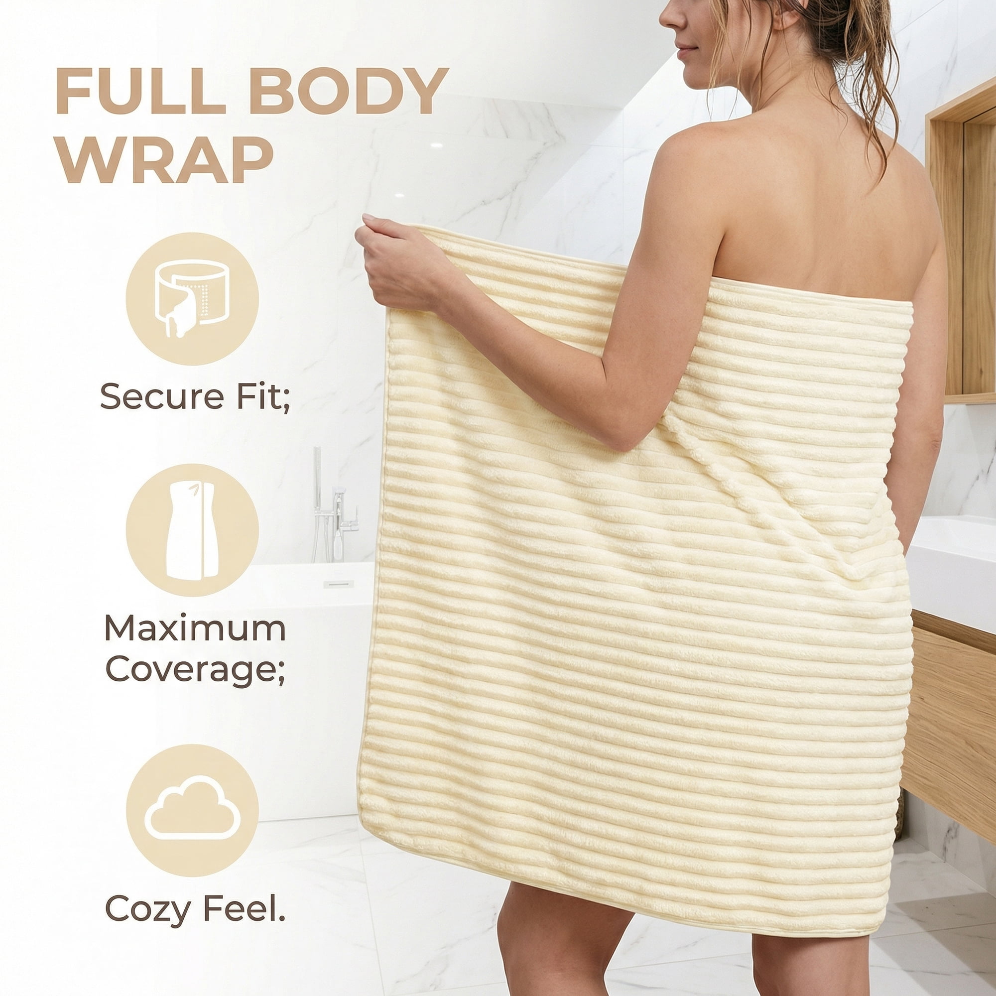 Unique Bargains High Absorbing Bath Towel 2 Pack Milky White/Dark Blue 55" x 28"