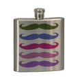 thumbnail image 2 of KuzmarK 6 oz. Stainless Steel Flask Set in Rose Wood Presentation Box -  Colorful Sparkle Mustache Collection, 2 of 2