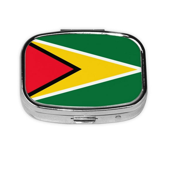 Guyana Flag Small Pill Case For Pockets & Purses 2 Compartment Travel Medicine Organizer