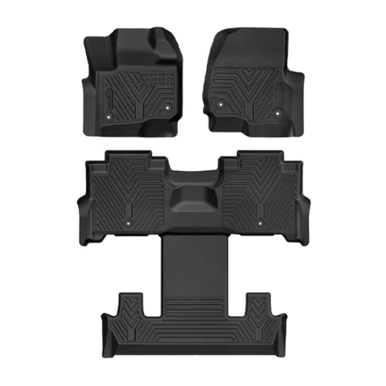 BaiCH Car Floor Mats for Ford Expedition MAX 7 Seats 2018-2025 All Weather TPE Rubber Floor Liners Protection Black