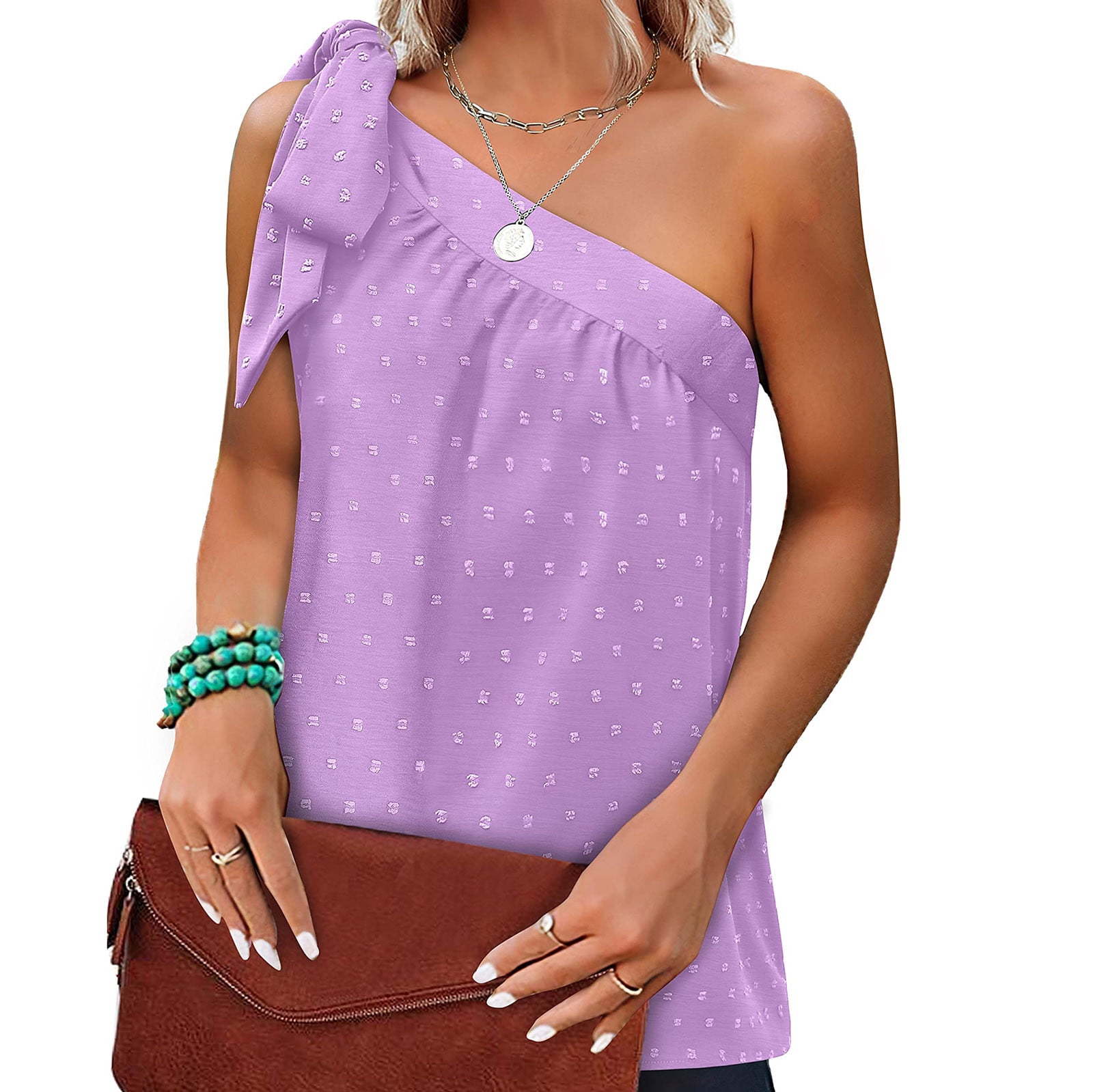 Zpanxa Womens Tank Tops Clearance Chiffon One Shoulder