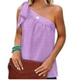 thumbnail image 4 of Tbopshirt Womens Tank Top One Shoulder Tops For Women Summer Chiffon Shirts Tie Bow Knot Sleeveless Tank Tops Loose Fit, 4 of 5