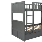 Euroco Wood Bunk Bed Storage, Twin-Over-Twin-Over-Twin for Bedroom, Gray