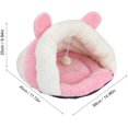 thumbnail image 2 of Nido para mascotas de peluche rosa y blanco con forma de conejo, saco de dormir semicerrado cálido para invierno, casa nido triangular para gatos de 38 x 45 x 25 cm/14,96 x 17,72 x 9,84, 2 of 5