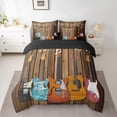 thumbnail image 2 of jejeloiu Modern Music Guitar 7-Piece Twin Bedding Sets,Old Wooden Plank Bedding Comforter Set For Adults Reversible, 2 of 8
