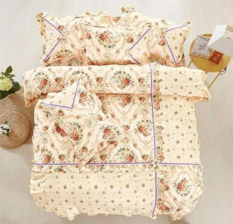 Beige Traditional Floral Cotton Touch Comforter Set W// Sheet HIGH QUALITY