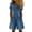 Blue, variant on Summer Collared Denim Romper for Women Casual Short Sleeve Button Down Shirt Romper Baggy Wide Leg Jeans Jumpsuit with Pockets S