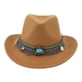 thumbnail image 1 of Gorras Fedoras unisex de moda para adultos, sombrero de vaquero occidental, sombrero de disfraz, sombrero de jazz. Marrón claro, 1 of 9