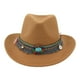 thumbnail image 1 of Sombrero de vaquero clásico unisex para adultos, sombrero fedora, sombrero de copa de jazz, accesorio para disfraz, sombrero para el sol Marrón claro, 1 of 9